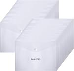 Shining Zon A4, FS, Legal Size Envelope Document Certificates Bag Clear Holder Storage Case Snap Button File Folder Clear Plastic Container for Papers Stationery (Pack Of 95)