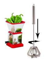 Blue Wonder Stainless Steel Chilly Cutter Cutter With Stainless Steel Churner ,Steel Hand Blander and (Multicolour, Pack of 2)