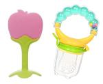 Manan Shopee Kids Apple, Yellow Silicone Teether With Baby Fruit Nibbler Pacifier (Pack Of 2)