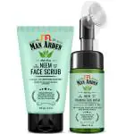 Man Arden Anti Acne Neem Foaming Face Wash With Brush, Face Scrub (Pack Of 2)