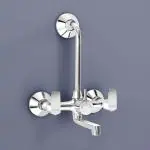 Plantex 2-in-1 Wall Mixer with Wall Flange & Teflon Tape/Mixer Tap for Bathroom with Overhead Shower Provision and Long Bend Pipe/Water Tap/Taps for Bathroom-(Saga-Chrome)