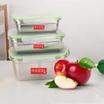 HAZEL Stainless Steel Airtight Containers for Storage with Transparent Lid | Large Steel Dabba | Leakproof Container for Kitchen Storage Set of 3, 1800 ML, 2800 ML and 3500 ML, Silver