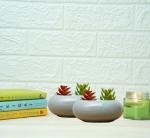 GOLD DUST Ellipse Cute Ceramic Pots for Indoor Plants Small, Succulent Pots Size 6 cm x 15 cm (Grey, Pack of 2)