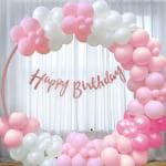 SPECIALYOU.IN birthday decoration items for girl with pink balloons for decoration, metallic pink balloons, pink theme birthday decoration, happy birthday decoration - 62 pcs