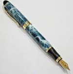 GOLD LEAF Jinhao X450 Fountain pen, Luxury Designed Fountain Pen 0.7mm Broad Nib 18KGP Golden Trim, Advance Clip design (Light Blue)