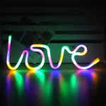 ZILLOQUIL Love Neon Sign LED Lights USB Battery Powered Neon Lights for Bedroom Wall Decor Light Kids Room Girls Living Room (Multi)