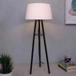 Homesake Mid Century Metal Tripod Table Lamp With White Shade,Contemporary Minimalist Standing Floor, Table Light with 3 Iron Legs,E27 Lamp Base,Modern Design Standing Light for Living Room,Study Room and Bedroom,