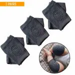 Safe-o-kid Crawling Baby, Toddler, Infant Anti-Slip Elbow And Knee Pads/Guards-Dark Grey Pack of 3