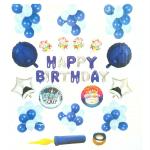 Themehouseparty Blue Foil Balloons Combo With Pump (Set Of 72)
