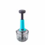 INDIGO Hand Press Fruit & Vegetable Push Chopper With 3 Sharp Stainless Steel Blades (900 ml, Blue)