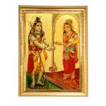 Hawai Lord Shiva and Mata Annapurna Gold Plated Wooden Wall hanging Photo Frame SFDI503_GLDFRM