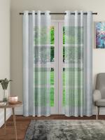 Cortina 274 cm (9 ft) Net Transperent Room Darkening Long Door Curtain (Pack Of 2) Green