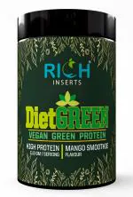 Rich Inserts Diet Green 100% Natural Vegan Protein Pure protein (Pea Protein Isolate) formula for Faster absorption No Additives (Mango Smoothie) 500Gram