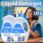 FLISKO Genteel Detergent Liquid 10 Liter Blue | Gentle on Clothes | Refreshing Fragrance | Machine and Hand Wash