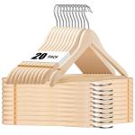 ROCKFIELD HOUSE DAY Wooden Hanger 20 Pack Nature Wood Suit Hanger Wooden Clothes Hanger Grain Unfinished Wooden Coat Hanger Premium Wooden Hangers for Clothes Dress Suit