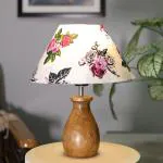 Homesake Dovel Pot Modern Table Lamp, Wooden Base Modern Fabric Lampshade for Home Office Cafe Restaurant, Dovel Pot, Cone Rose