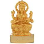 sv traders Gold Plated Metal Goddess Saraswati Ji Idol (Golden, 7x1x5cm)