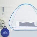 LifeKrafts White Polyester Foldable Pop Up Mosquito Net for Queen Size Bed 200 cm X 170 cm X 140 cm