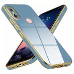 Mr Case 6D Chrome Back Cover Case For Redmi Note 6 Pro | ( Gold Plated Frame | Glossy Backside -Stone Blue )