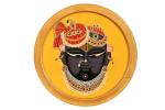 ArtSage Exclusive hand-made painting, Pichwai hand-painted art work, Pichwai Shreenathji on wooden decor plate Hand painted painting for Home & Office ( 25.5 CM diameter)