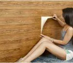 Searegal 70 Cm 3D Wooden Sunmica Dark Wall Sticker Self Adhesive Sticker (Pack Of 10)