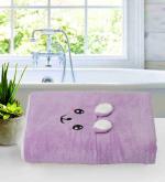 Satisfyn Microfiber Bath Towel Teddy Design Purple Color