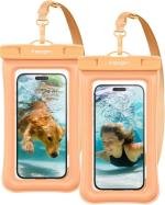 Spigen Aqua Shield Floating Waterproof Cover Case A610, IPX8 Waterproof Phone Case for iPhone 15 Pro Max and More, Samsung Galaxy S24 Ultra, Pixel 7a and up to 8.2inch - Apricot(2 Pack)
