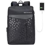 TRUE HUMAN ultimate multipurpose laptop backpack with USB charging port and anti - theft back pocket Design ( GOLDUST ) (Black)