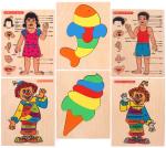 Toyshine Pack of 6 Wooden Toddler Puzzles, Body Parts, Days of The Week, Months of The Week
