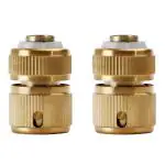 Divine Tree Brass Hose Connector 1/2 Inch Hose Nozzle Garden Water Hose Quick Universal Connector Pack 2 Hose Connector