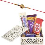 SurpriseForU Tasty Almond & Crunchy Chocolates With Golden Box, Peacock Rakhi Gift