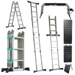 Mivu Flexi Pro 12 feet (12 steps) 8-in-1 Multipurpose Foldable Aluminium Ladder | Made In India | Heavy Duty Portable Step Ladder for Home & Outdoor use (With Scaffolding Plates & Detachable Platform)