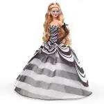 LITTLA Signature Doll, 65th Anniversary Collectible with Blonde Hair, Black and White Gown, Sapphire Gem Earrings and Sunglasses