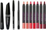 BINGEABLE...ENJOY THE DIFFERENCE Hda 64 Kajal Eyeliner Mascara And Black Cryoan Lipstick (Set Of 3)