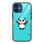 COVERS CART - Cute Weightlifting Panda Glass Back Case for iPhone 12 Mini