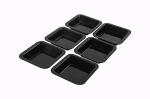 Mehul Plastic Chaat Plate Snack Plate Appetizer Plate Dahi Bhalla Plate, Square Shape, Size- 11.5 X 11.5 cm cm, Black Color, Set of 6