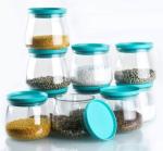 YouBee Air Tight Matka Jar for Kitchen Storage Container for Rice | Dal | Atta, BPA-Free, Flour | Cereals | Snacks | Stackable | Modular, 800 Ml Set 12 (Blue)