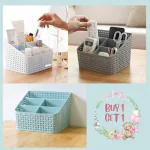 Homeleven Pen Pencil Holder, Multipurpose Cosmetic Organizer Stationary Desk Storage Organizer Stand Bathroom Accessories Holder With 5 Compartment Plastic Divider holder for Home Kitchen Office Bathroom Pack of 2 - Multicolor