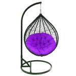 TIKKOST Wicker Rattan Wrought Iron Swing Chair with Stand & Cushion for Adults | Teardrop Swing Hanging Chair with Stand | Jhula | Balcony/Patio/Indoor/Porch/Yard/Outdoor (SPY Magenta)
