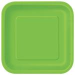Tiki Times Lime Green Square Paper Dessert Plates 18cm 16pk for all Theme Parties