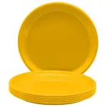 Jaycee Microwave Safe and Unbreakable Yellow Round Plastic Dinner Plate - 11 inch (pack of 6)