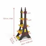 Invenzo Wooden Eiffel Tower Floor Display Shelf in Walnut & Yellow