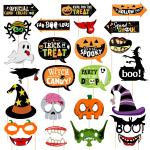 Zyozique 25 PCS Halloween Theme Party Photo Booth Props, Halloween Party Decorations