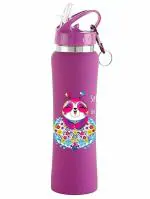 NIRLON Flip Bot Stainless Steel Rubber Finish Water Bottle with Straw Lid for Fridge, School,Gym,Home,Office,Boys, Girls, Kids, Leak Proof(UV Printed Bottle|Spring|Sipper Cap)