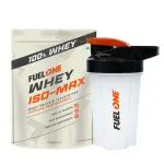 FUELONE Whey Iso-Max, Whey Protein Isolate, 31g Protein (Unflavoured, 1kg / 2.2lb) with Shaker (Black, 500ml)