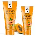 NutriGlow NATURAL'S Papaya Sunscreen SPF 50 (100gm) With Papaya Day Cream (50gm) for Radiant Glow, All Skin Types (Pack of 2)