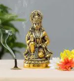 Stotram Metal Lord Hanuman Sitting Bhagwan Hanuman Sitting Murti for Home Puja Idol