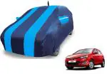 Auto Hub Car Cover Compatible for Hyundai I20 (Model : 2008-2013) with Mirror and Antenna Pocket, Water resistant, Elastic Bottom, Triple Stitched, Wind Proof, Black-Blue