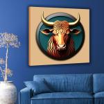 Indianara Bull Canvas Art Painting for Living Room | Bedroom | Pooja Room | Hotel Canvas 20 inch x 20 inch Painting (With Frame)