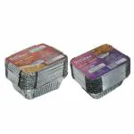 Freshee Aluminium Silver Foil Containers 25pcs 450ml & 25pcs 250ml, Disposable Food Containers with Lid for Food Storage, Packing, Restaurant, Canteen, Parcel